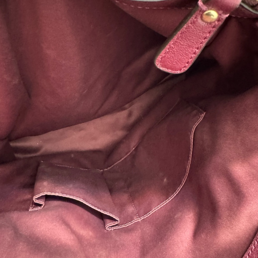 Coach Burgundy Haircalf Leather Turnlock Pocket Hobo Shoulder Bag - Picture 12 of 14